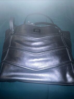 INC International Concepts Blue Metallic Leather Laptop Bag